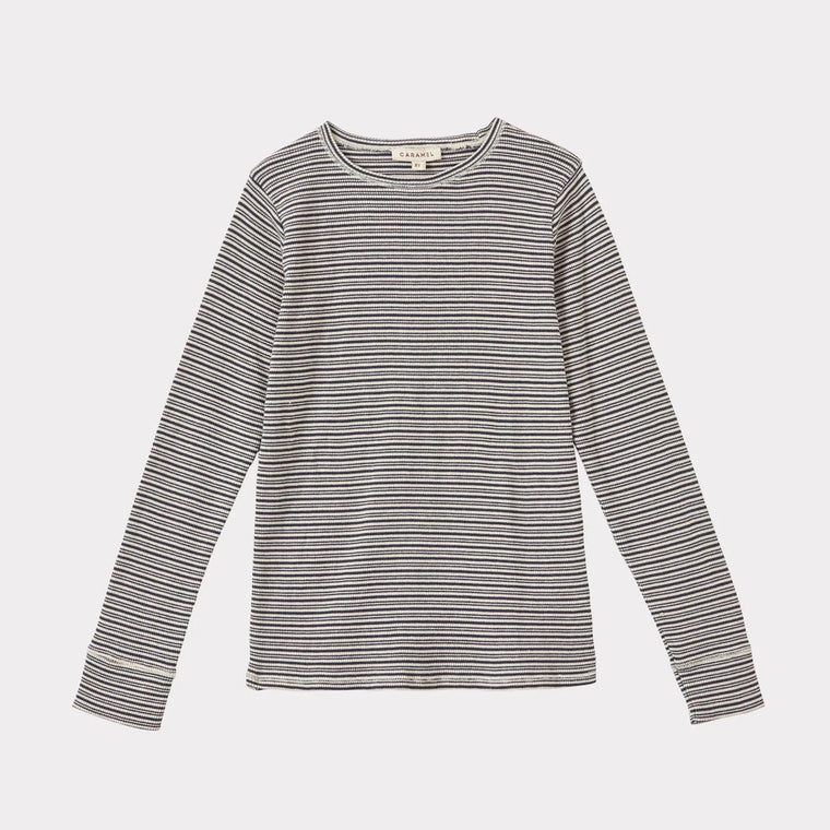 Top Kishon rayures gris/écru en jersey - Sélection Caramel à retrouver sur amaetc.com, concept store eco friendly pour enfants